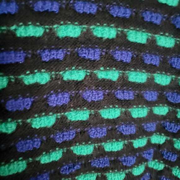 EUC! Kalaroo 100% Wool Sweater 90s Size L Blue Green Black New Wave Geometric - Picture 3 of 4